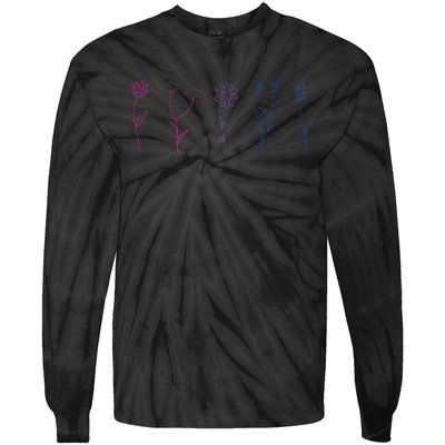 Bisexual Wildflower Bi Pride Bi Pride Bisexual Pride Tie-Dye Long Sleeve Shirt