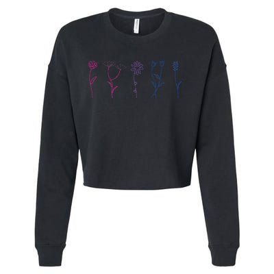 Bisexual Wildflower Bi Pride Bi Pride Bisexual Pride Cropped Pullover Crew