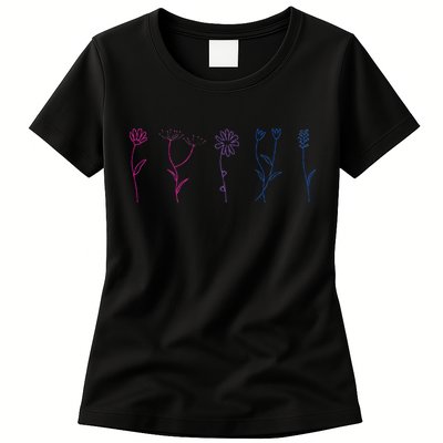 Bisexual Wildflower Bi Pride Bi Pride Bisexual Pride Womens T-Shirt