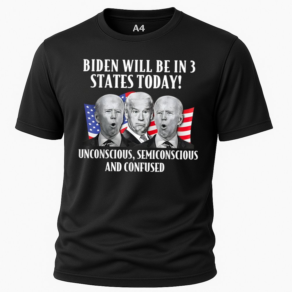 Biden Will Be In 3 States Today Funny Joe Biden Anti Biden Cooling Performance Crew T-Shirt