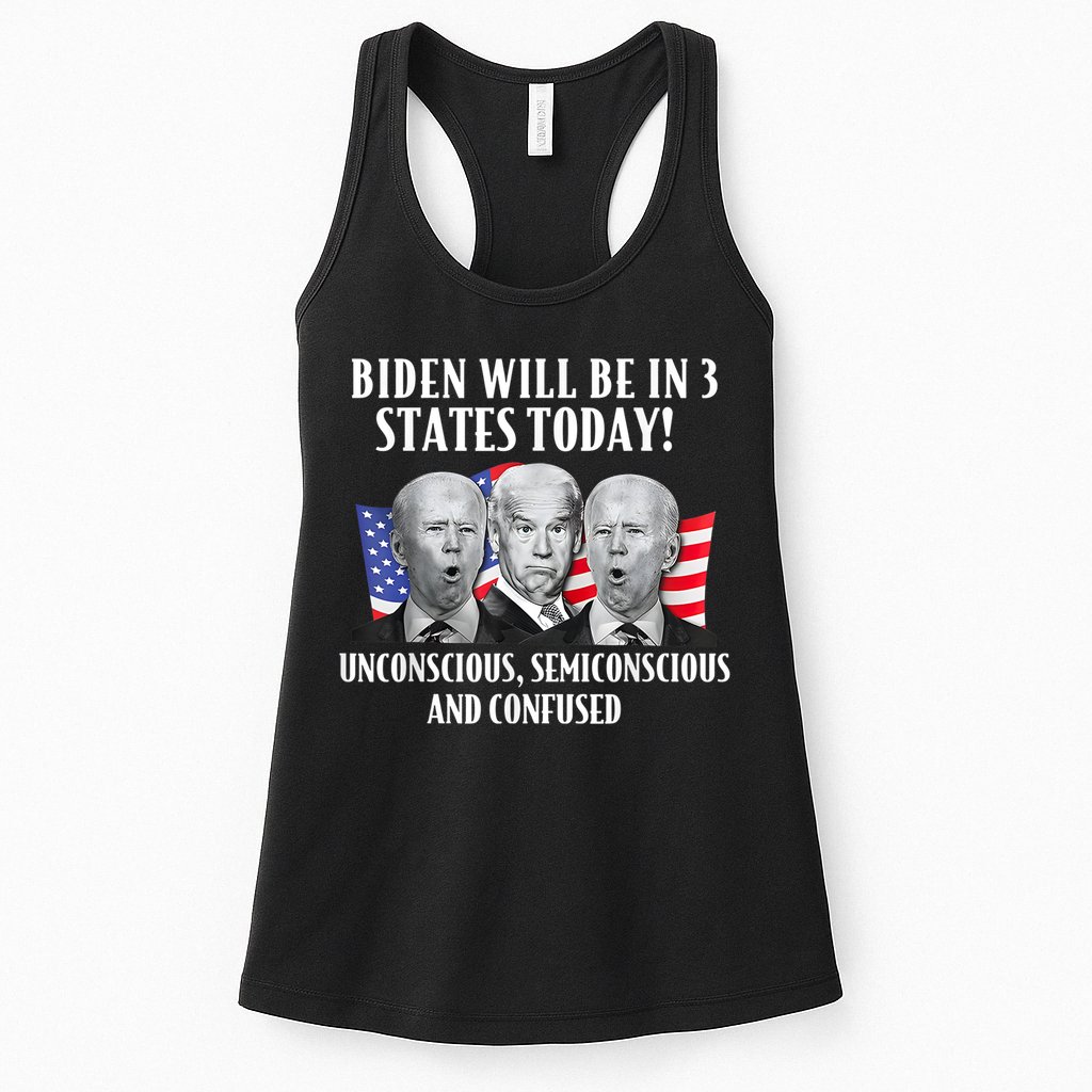 Biden Will Be In 3 States Today Funny Joe Biden Anti Biden Womens Tank Top