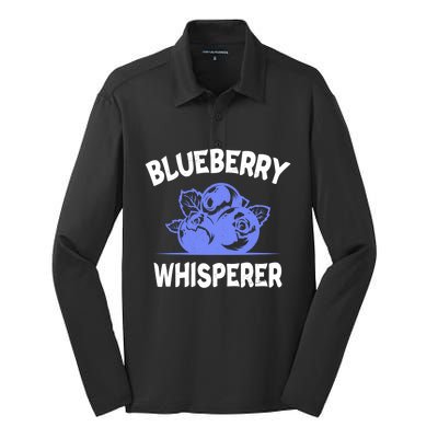 Blueberry Whisperer Blueberry Fruit Funny Blueberry Lover Cute Gift Silk Touch Performance Long Sleeve Polo