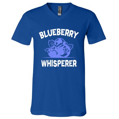 Blueberry Whisperer Blueberry Fruit Funny Blueberry Lover Cute Gift V-Neck T-Shirt