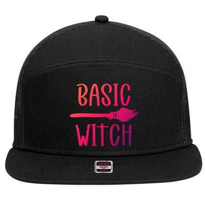 Basic Witch Broomstick Cool Gift 7 Panel Mesh Trucker Snapback Hat