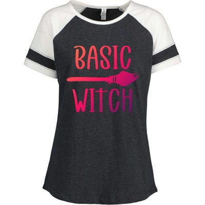 Basic Witch Broomstick Cool Gift Enza Ladies Jersey Colorblock Tee