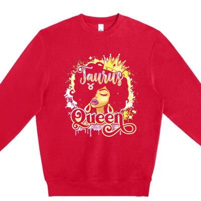 Black Women Birthday Melanin Girl Taurus Queen Premium Crewneck Sweatshirt