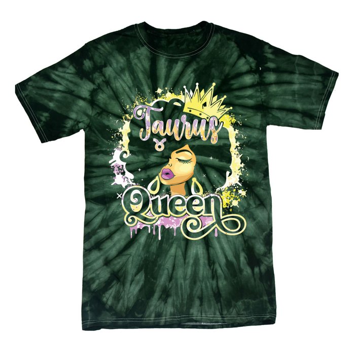 Black Women Birthday Melanin Girl Taurus Queen Tie-Dye T-Shirt