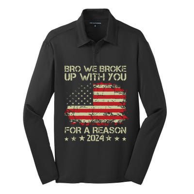 Bro We Broke Up With You For A Reason Silk Touch Performance Long Sleeve Polo