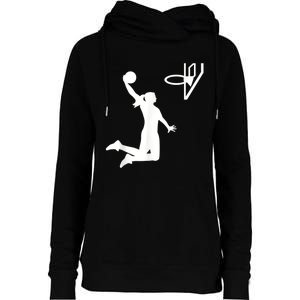 Basketball Woman Womens Funnel Neck Pullover Hood