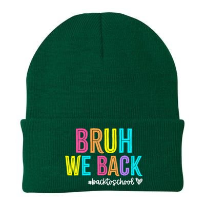 Bruh We Back Teachers Retro Back To School Boy Girl Knit Cap Winter Beanie