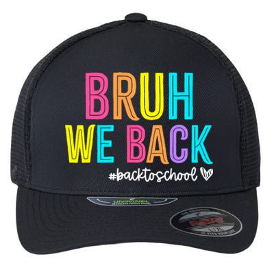 Bruh We Back Teachers Retro Back To School Boy Girl Flexfit Unipanel Trucker Cap