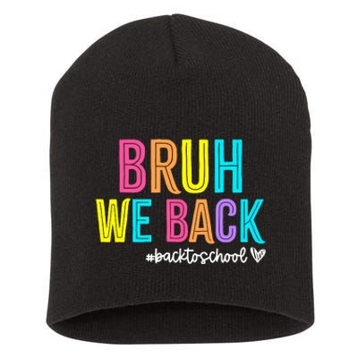 Bruh We Back Teachers Retro Back To School Boy Girl Short Acrylic Beanie