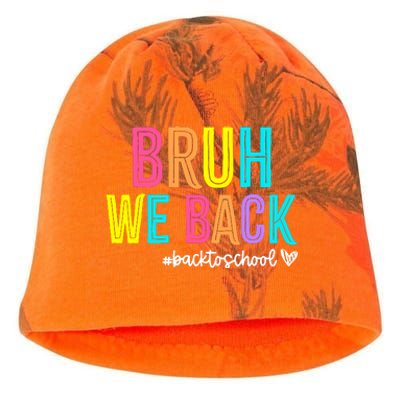 Bruh We Back Teachers Retro Back To School Boy Girl Kati - Camo Knit Beanie