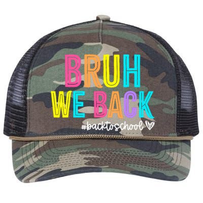 Bruh We Back Teachers Retro Back To School Boy Girl Retro Rope Trucker Hat Cap