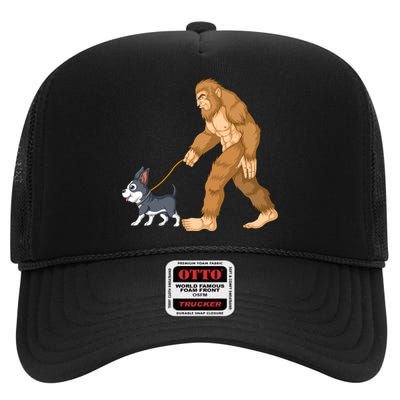 Bigfoot Walk Boston Terrier High Crown Mesh Back Trucker Hat