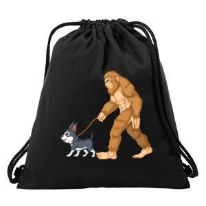 Bigfoot Walk Boston Terrier Drawstring Bag