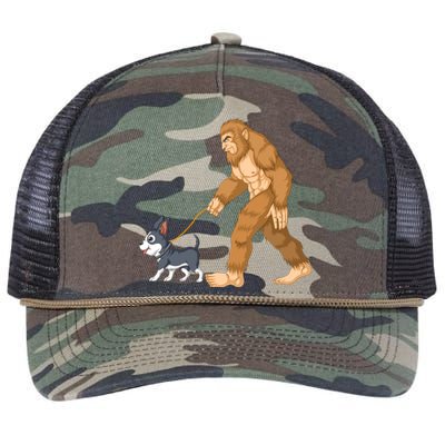 Bigfoot Walk Boston Terrier Retro Rope Trucker Hat Cap