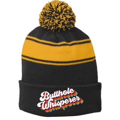 Butthole Whisperer Stripe Pom Pom Beanie