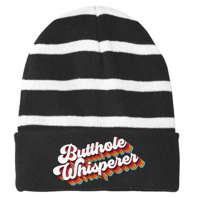 Butthole Whisperer Striped Beanie with Solid Band