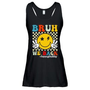 Bruh We Back Happy First Day Of School Teachers Ladies Essential Flowy Tank