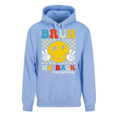 Bruh We Back Happy First Day Of School Teachers Unisex Surf Hoodie