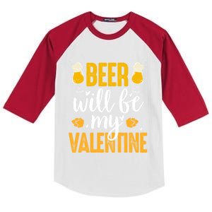 Beer Will Be My Valentine Cool Gift Valentines Day Beer Er Gift Kids Colorblock Raglan Jersey