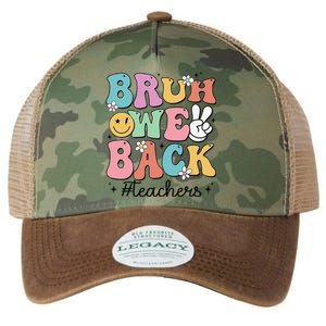 Bruh We Back Teachers Back To School Groovy Funny Legacy Tie Dye Trucker Hat