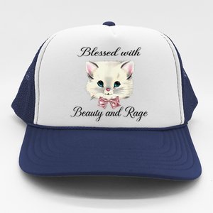 Blessed With Beauty And Rage Cute Lovely Cat Trucker Hat