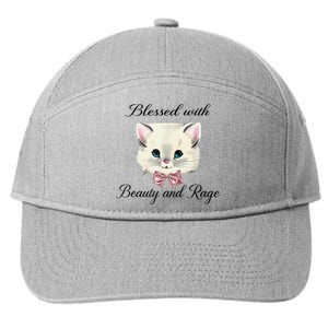 Blessed With Beauty And Rage Cute Lovely Cat 7-Panel Snapback Hat