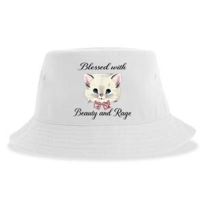 Blessed With Beauty And Rage Cute Lovely Cat Sustainable Bucket Hat