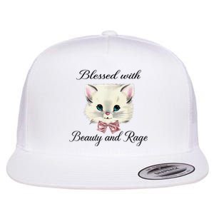 Blessed With Beauty And Rage Cute Lovely Cat Flat Bill Trucker Hat