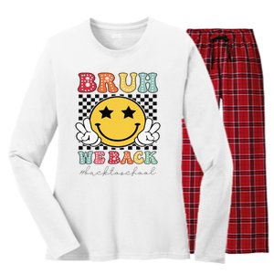 Bruh We Back Teachers Retro Back To School Women's Long Sleeve Flannel Pajama Set 