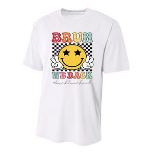 Bruh We Back Teachers Retro Back To School Youth Performance Sprint T-Shirt