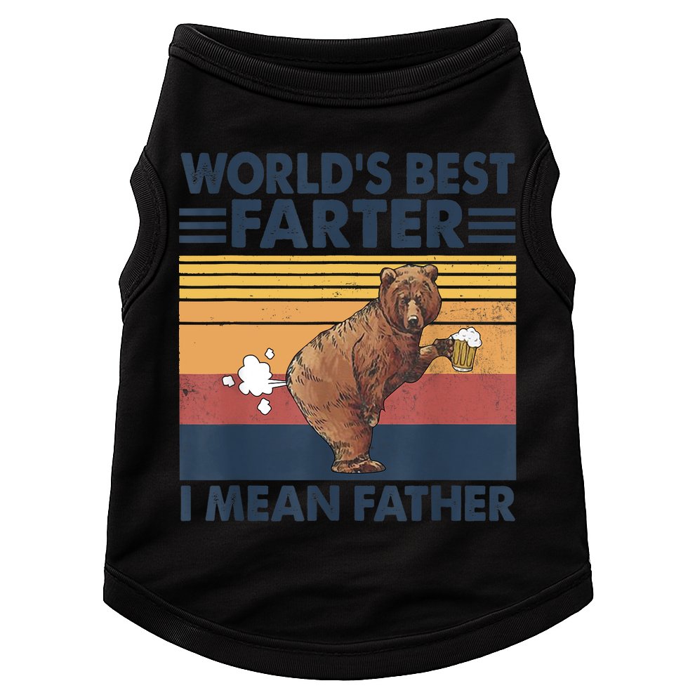 Bear World's Best Farter Gift I Mean Father Vintage Retro Gift Doggie Tank