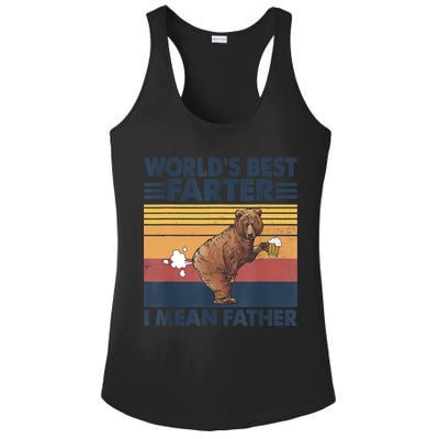 Bear World's Best Farter Gift I Mean Father Vintage Retro Gift Ladies PosiCharge Competitor Racerback Tank