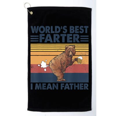 Bear World's Best Farter Gift I Mean Father Vintage Retro Gift Golf Towel