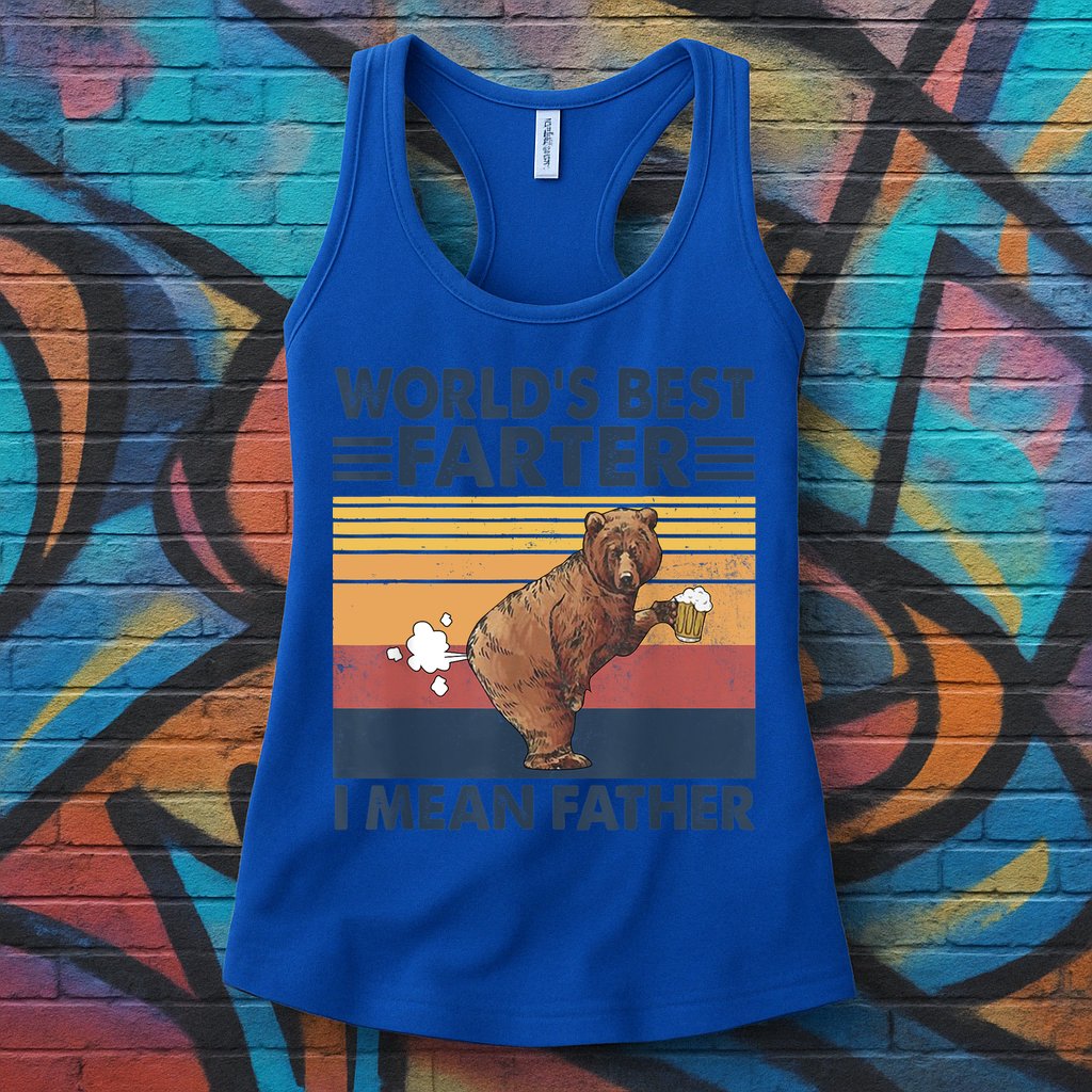 Bear World's Best Farter Gift I Mean Father Vintage Retro Gift Womens Tank Top