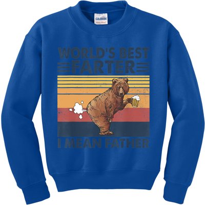 Bear World's Best Farter Gift I Mean Father Vintage Retro Gift Kids Sweatshirt