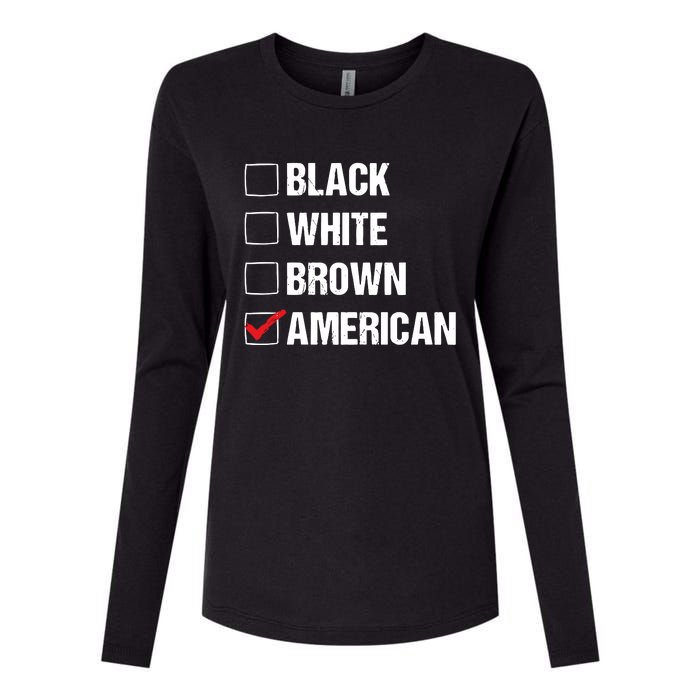 Black White Brown American Womens Cotton Relaxed Long Sleeve T-Shirt