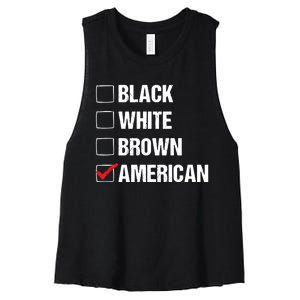 Black White Brown American Women's Racerback Cropped Tank