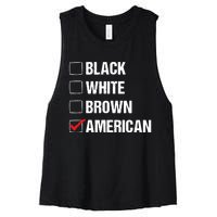 Black White Brown American Women's Racerback Cropped Tank