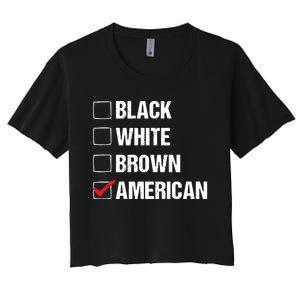 Black White Brown American Women's Crop Top Tee