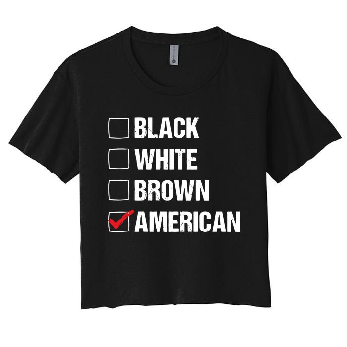 Black White Brown American Women's Crop Top Tee