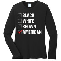 Black White Brown American Ladies Long Sleeve Shirt