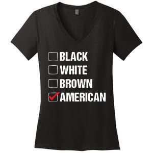 Black White Brown American Women's V-Neck T-Shirt