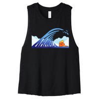 Blue Wave Women's Racerback Cropped Tank