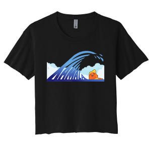 Blue Wave Women's Crop Top Tee