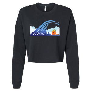 Blue Wave Cropped Pullover Crew