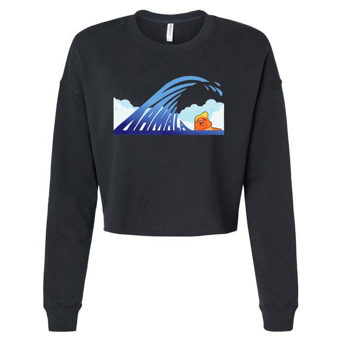 Blue Wave Cropped Pullover Crew