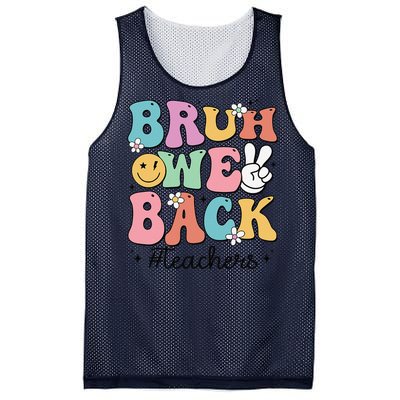 Bruh We Back Teachers Back To School Groovy Funny Gift Mesh Reversible Basketball Jersey Tank